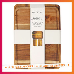 Lot de 3 plateaux en acacia