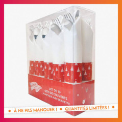 10 sets de couverts + serviettes