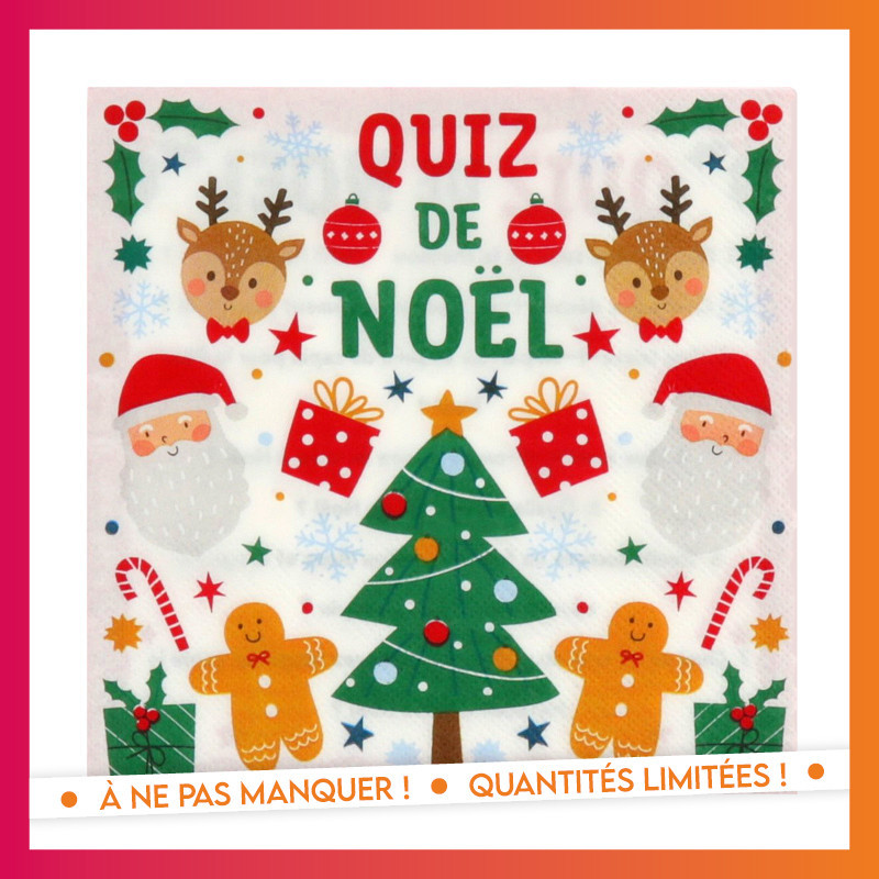 Serviette quiz de noel 33x33cm x