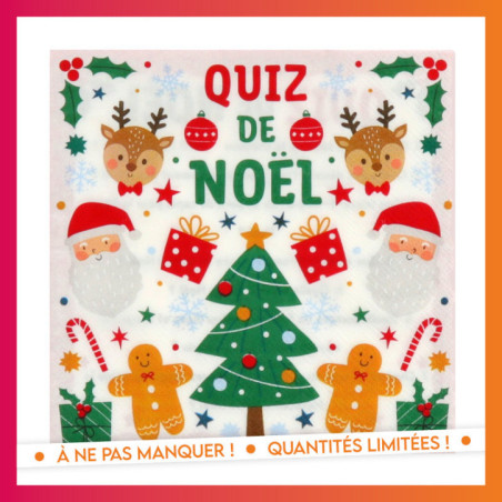 Serviette quiz de noel 33x33cm x