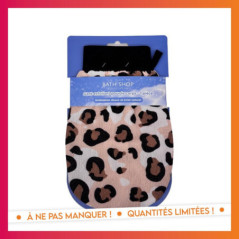 Gant exfoliant imprime leopard