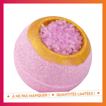 Bombe de bain garnie rose 150g