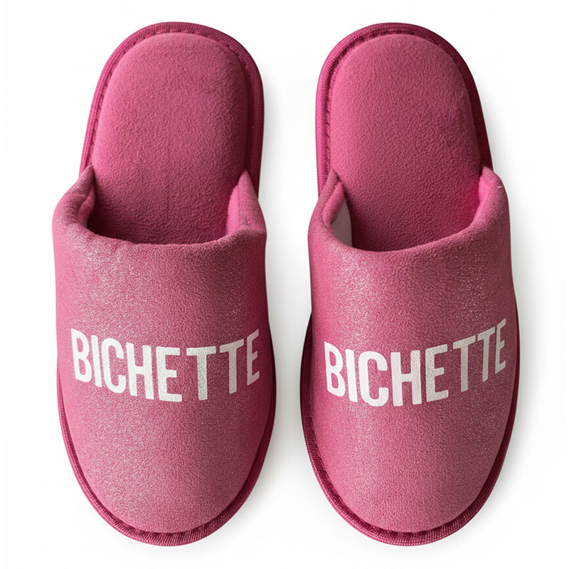 Chaussons message paillettes