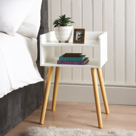 Table de chevet blanc / bois