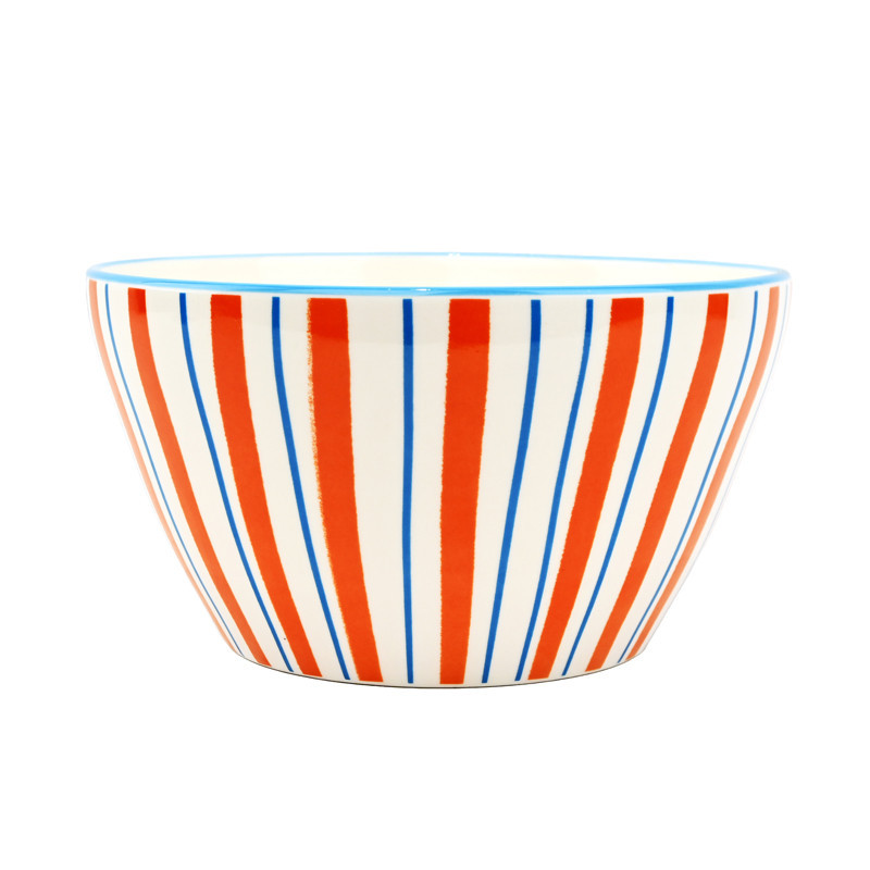 Saladier en porcelaine a rayure