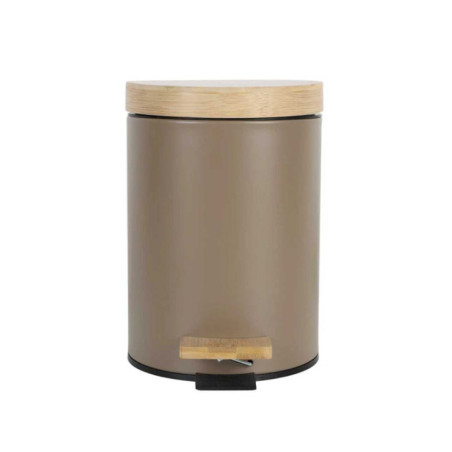 Poubelle marron pedale bambou 3l