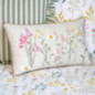 Coussin brode fleuri 30x50cm lin