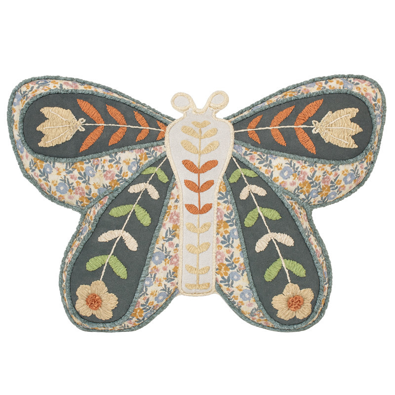 Coussin papillon brode 50x35cm