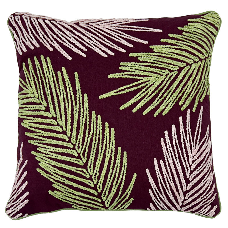Coussin tropical leaf brode 45x4