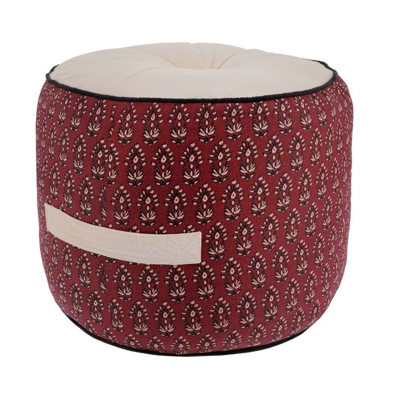 Pouf jaipur d40x30cm bordeaux