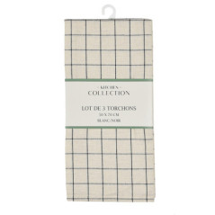 Lot x3 torchons raye/carreaux 50