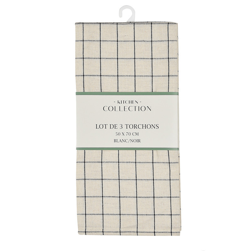 Lot x3 torchons raye/carreaux 50