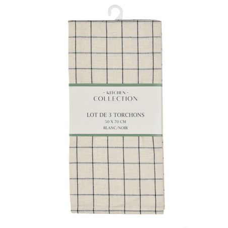 Lot x3 torchons raye/carreaux 50