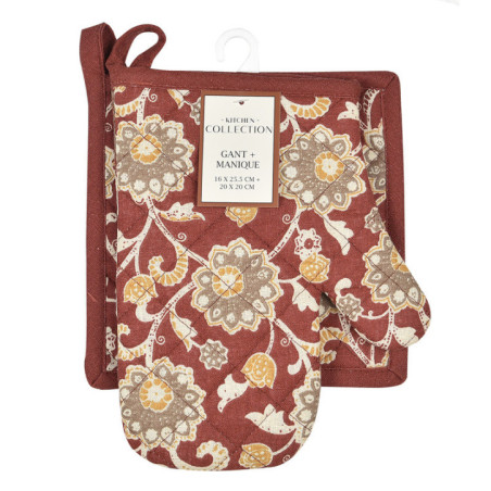 Gant + manique fleuris