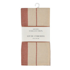 Lot x3 torchons 50x70cm earth