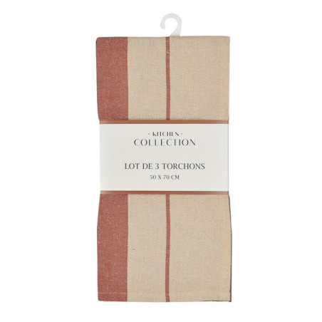 Lot x3 torchons 50x70cm earth