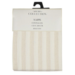 Nappe tissee rayures beige