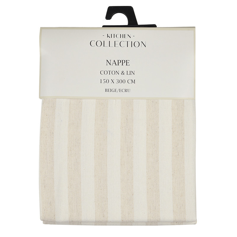 Nappe tissee rayures beige