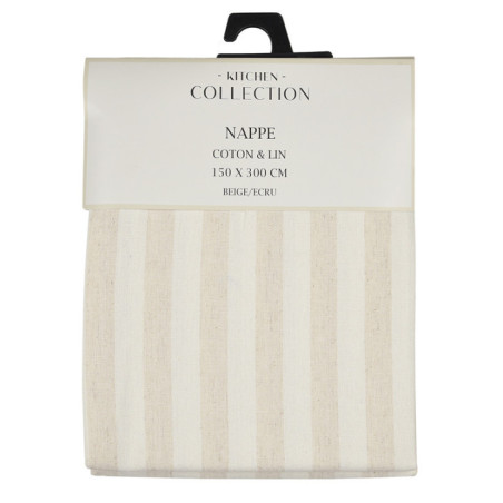 Nappe tissee rayures beige