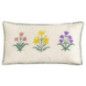 Coussin brode fleurs 30x50cm lin