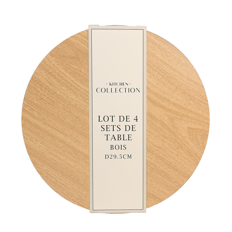4 sets de table rond en bois