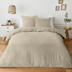 Parure gaze coton 240x220cm beig