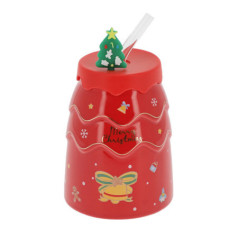 Mug paille et couvercle xmas
