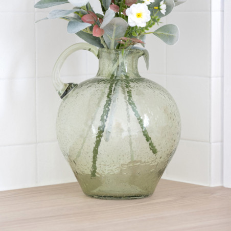 Vase rond en verre avec anse