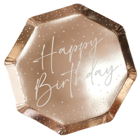 Assiette hexagone x6 rose go