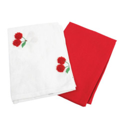 Lot de 2 torchons cerise 45x65cm