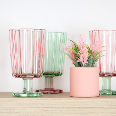 Set de 3 verres sur pied colores