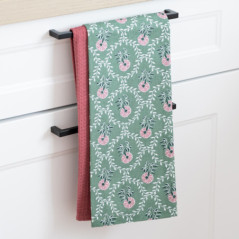 Lot de 2 torchons rayes floral