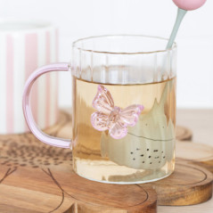 Mug en verre papillon