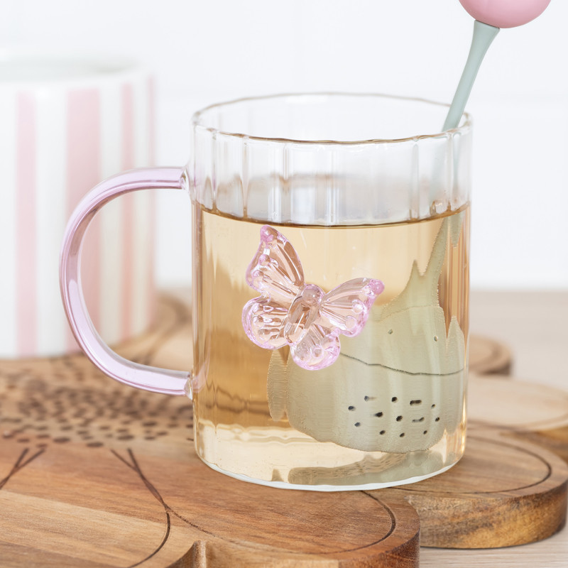 Mug en verre papillon