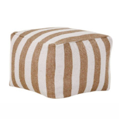 Pouf exterieur raye blc/beige