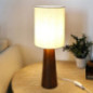 Lampe a poser bois abat jour lin