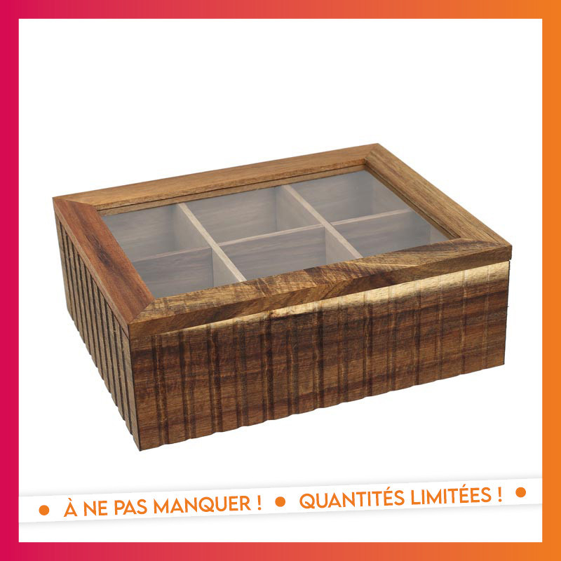 Boite the 6 compartiments acacia