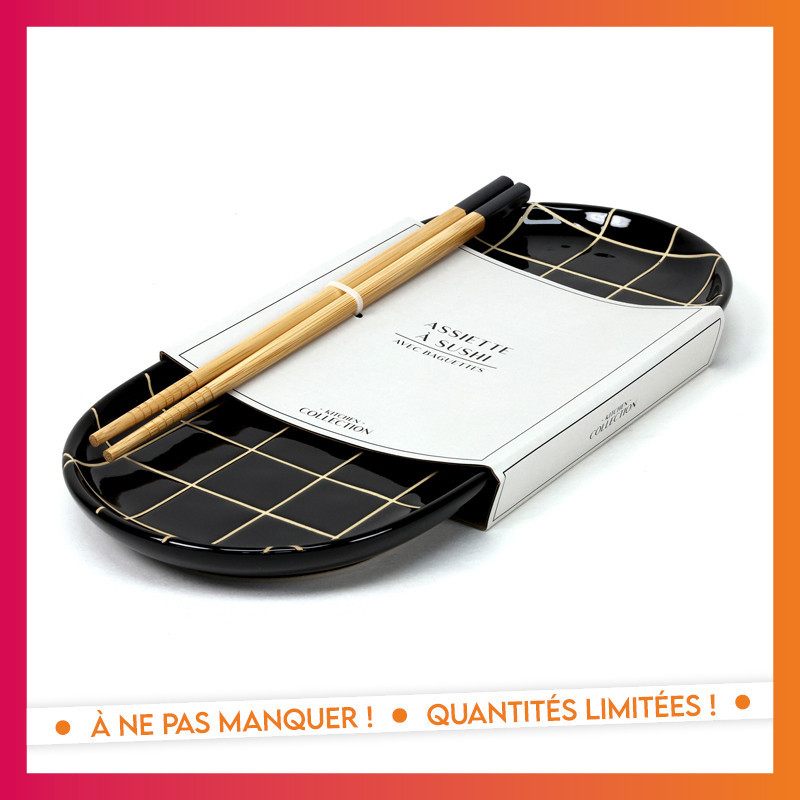 Set sushi assiette + baguettes 1