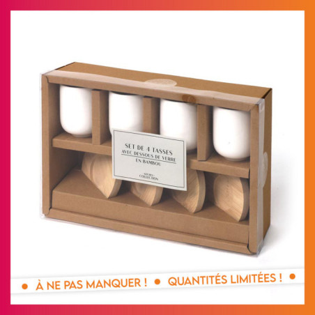 Tasses + sous-verres bambou