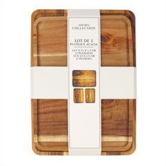 Lot de 3 plateaux en acacia