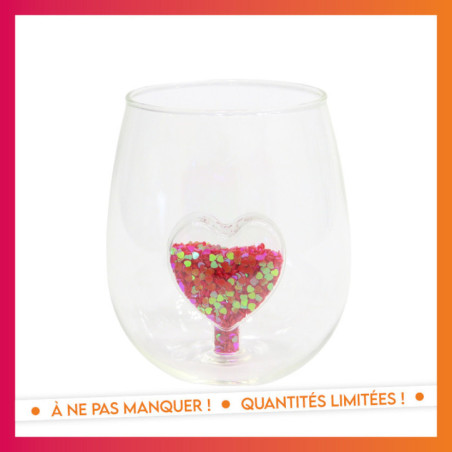 Verre coeur paillette