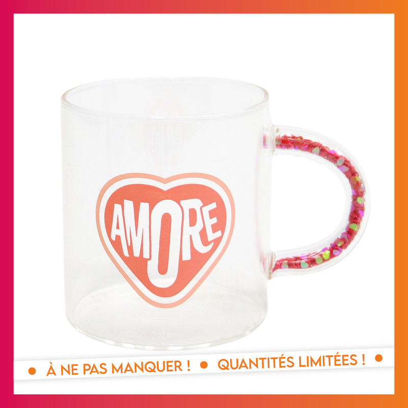 Mug avec anse a paillettes
