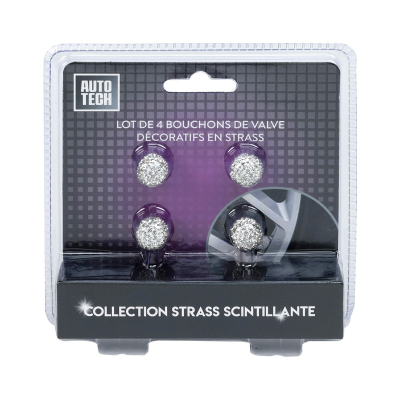 4 bouchons de valve auto bling
