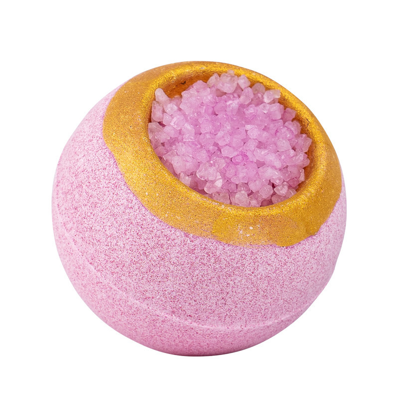 Bombe de bain garnie rose 150g
