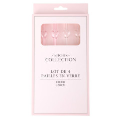 Lot de 4 pailles coeur l20cm
