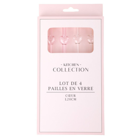 Lot de 4 pailles coeur l20cm