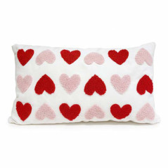 Coussin coeurs 50x30cm rouge/ros