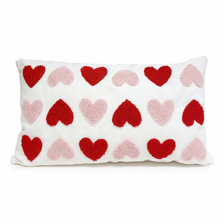 Coussin cAurs 50x30cm rouge/rose