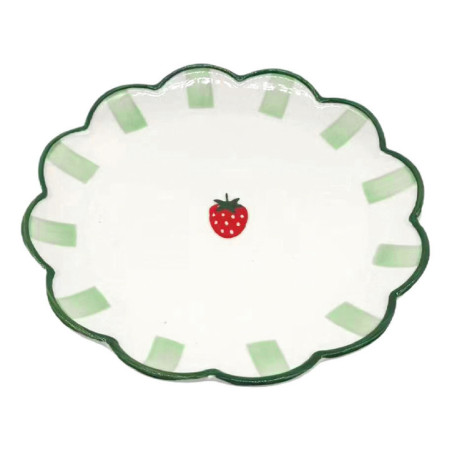 Plat de service vert et fraise