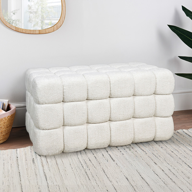 Pouf long cubes creme